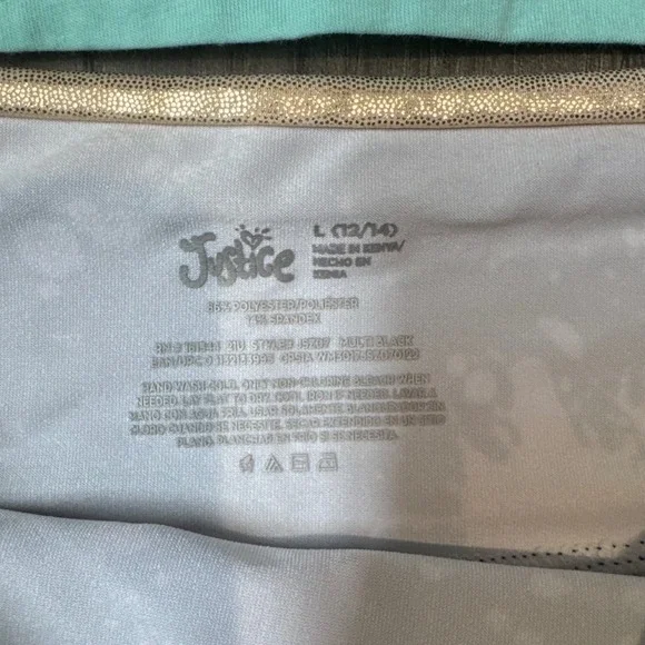 Justice Girls Turquoise Gymnast Star Tank Top & Black Paint Splatter Leggings - Picture 6 of 9